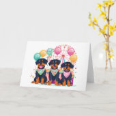 Rottweiler honden op een kermis  kaart (Gele Bloem)