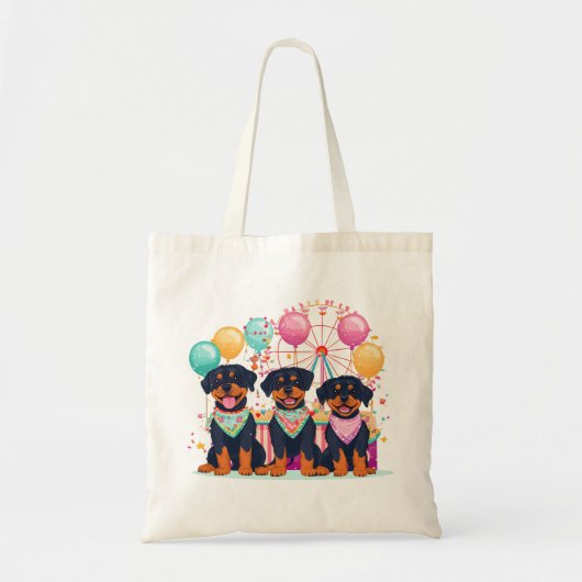 Rottweiler honden op een kermis tote bag (Voorkant)