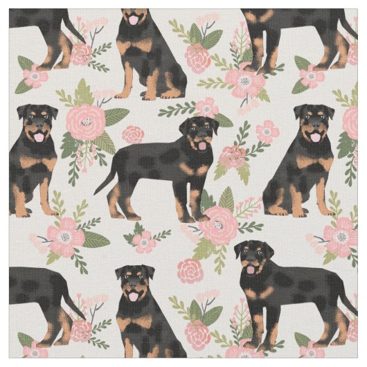 Rottweiler honden perzikfloralen stof (Close Up)