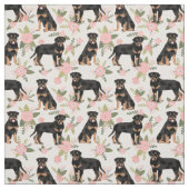 Rottweiler honden perzikfloralen stof (Swatch)
