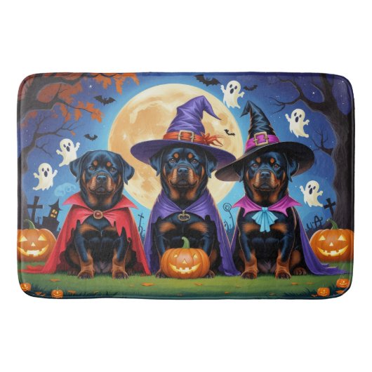 Rottweiler Honden Pompoen Halloween Grappig Badmat (Voorkant)