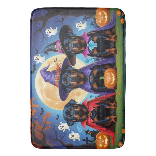 Rottweiler Honden Pompoen Halloween Grappig Badmat (Voorkant Verticaal)