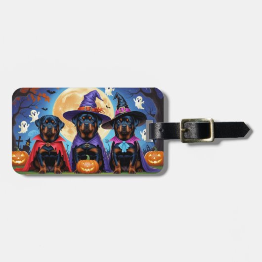 Rottweiler Honden Pompoen Halloween Grappig Bagagelabel (Voorkant horizontaal)