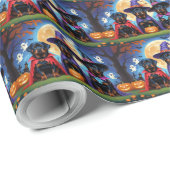 Rottweiler Honden Pompoen Halloween Grappig Cadeaupapier (Rol Hoek)