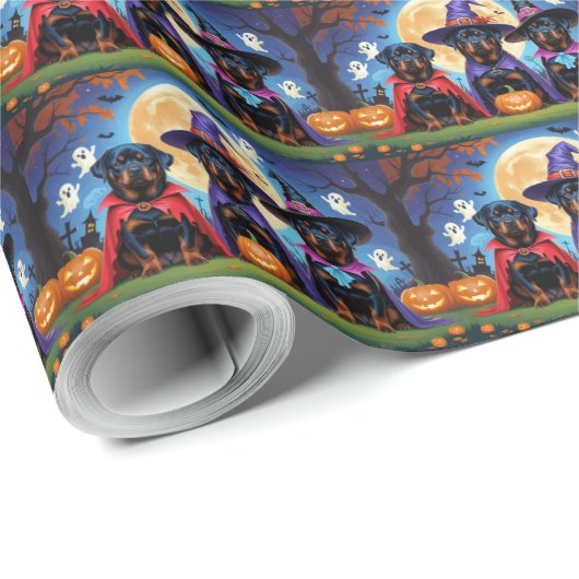 Rottweiler Honden Pompoen Halloween Grappig Cadeaupapier (Rol Hoek)