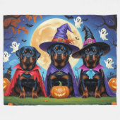 Rottweiler Honden Pompoen Halloween Grappig Fleece Deken (Voorkant (Horizontaal))