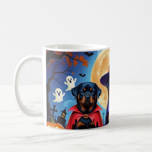 Rottweiler Honden Pompoen Halloween Grappig Koffiemok (Links)