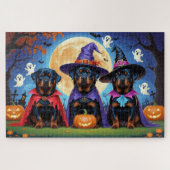 Rottweiler Honden Pompoen Halloween Grappig Legpuzzel (Horizontaal)