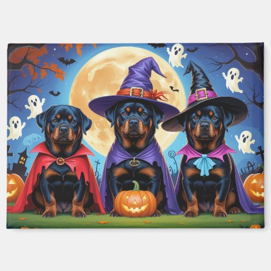 Rottweiler Honden Pompoen Halloween Grappig Magneet (Voorkant)