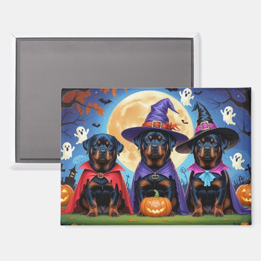 Rottweiler Honden Pompoen Halloween Grappig Magneet (Voorkant / Achterkant)
