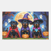 Rottweiler Honden Pompoen Halloween Grappig Rechthoekige Sticker (Voorkant)