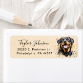 Rottweiler-honden retouradreslabel etiket (Insitu)