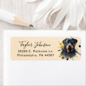 Rottweiler-honden retouradreslabel etiket (Insitu)