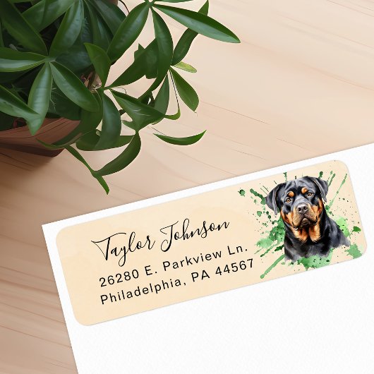 Rottweiler-honden retouradreslabel etiket