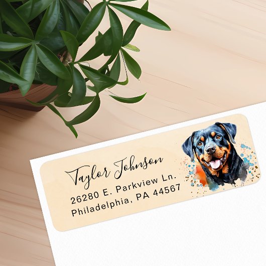 Rottweiler-honden retouradreslabel etiket