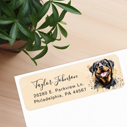 Rottweiler-honden retouradreslabel etiket