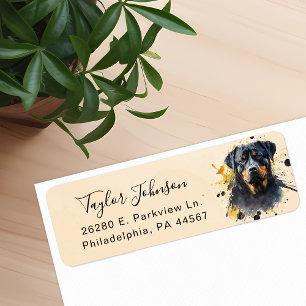 Rottweiler-honden retouradreslabel etiket