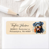 Rottweiler-honden retouradreslabel etiket (Insitu)