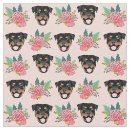 Rottweiler honden roze floralen stof