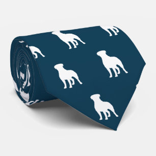 Rottweiler Honden Silhouetten Patroon Blauw en Wit Stropdas