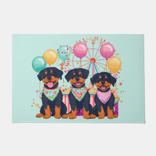 Rottweiler honden tijdens carnaval deurmat (Voorkant)