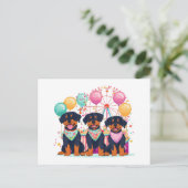 Rottweiler honden tijdens carnaval feestdagenkaart (Staand voorkant)