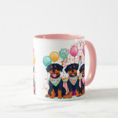 Rottweiler honden tijdens carnaval mok (Voorkant rechts)