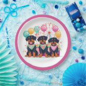 Rottweiler honden tijdens carnaval papieren bordje (Feest)