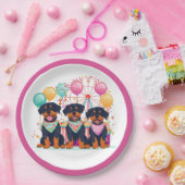 Rottweiler honden tijdens carnaval papieren bordje (Feest)