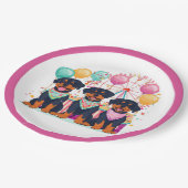 Rottweiler honden tijdens carnaval papieren bordje (Gekanteld)