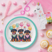 Rottweiler honden tijdens carnaval papieren bordje (Feest)