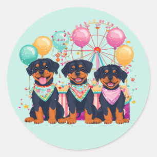 Rottweiler honden tijdens carnaval ronde sticker