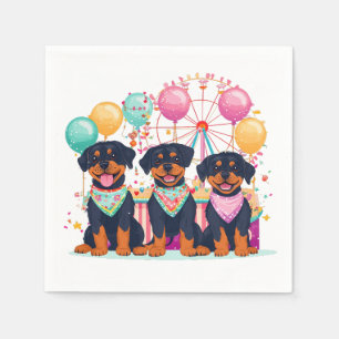 Rottweiler honden tijdens carnaval servet