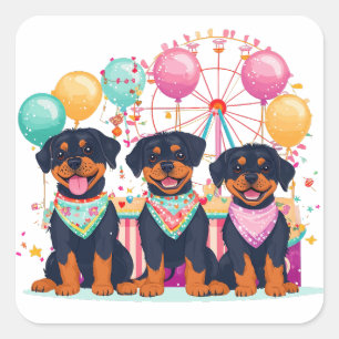 Rottweiler honden tijdens carnaval vierkante sticker