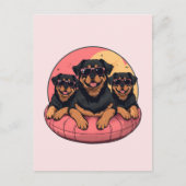 Rottweiler Honden Zomer Zwembad Floaties Briefkaart (Voorkant)