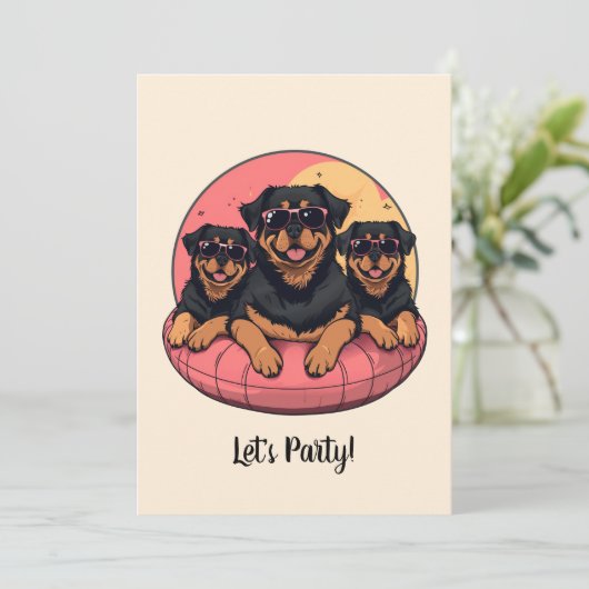 Rottweiler Honden Zomer Zwembad Floaties Kaart (Staand voorkant)