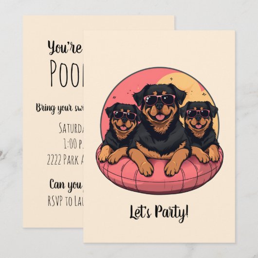 Rottweiler Honden Zomer Zwembad Floaties Kaart (Voorkant / Achterkant)