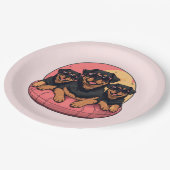 Rottweiler Honden Zomer Zwembad Floaties Papieren Bordje (Gekanteld)