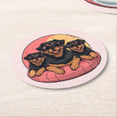 Rottweiler Honden Zomer Zwembad Floaties Ronde Kartonnen Onderzetter (Gebogen)