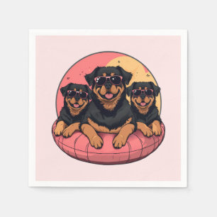 Rottweiler Honden Zomer Zwembad Floaties Servet