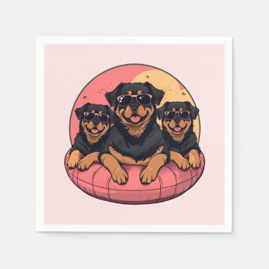Rottweiler Honden Zomer Zwembad Floaties Servet (Voorkant)