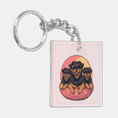 Rottweiler Honden Zomer Zwembad Floaties Sleutelhanger (Voorkant Links)