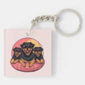 Rottweiler Honden Zomer Zwembad Floaties Sleutelhanger (Achterkant)