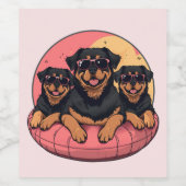 Rottweiler Honden Zomer Zwembad Floaties Wijn Etiket (Enkel label)