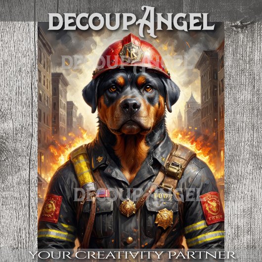 Rottweiler Hondenbrandweerman - Decoupage - Tissuepapier