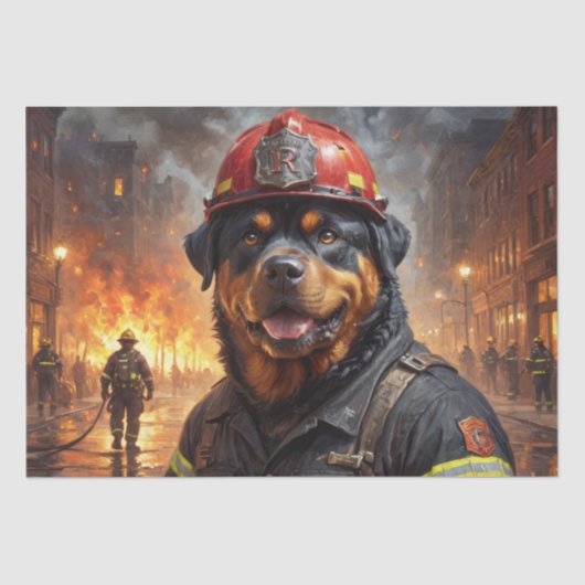 Rottweiler Hondenbrandweerman - Decoupage - Tissuepapier (Voorkant)