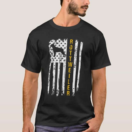 Rottweiler Hondenliefhebber Amerikaanse vlag T-shirt (Voorkant)