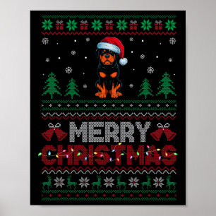 Rottweiler Hondenliefhebbers Santa Hat Kerstboom L Poster