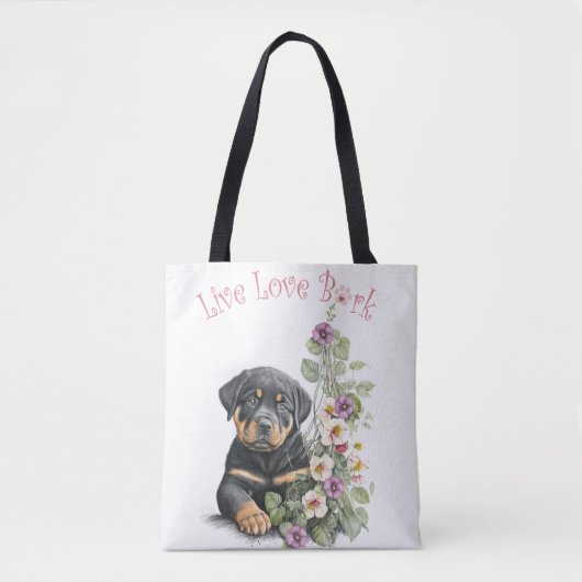 Rottweiler Hondenmoeder Bloemen Tote Bag (Voorkant)