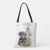 Rottweiler Hondenmoeder Bloemen Tote Bag (Achterkant)